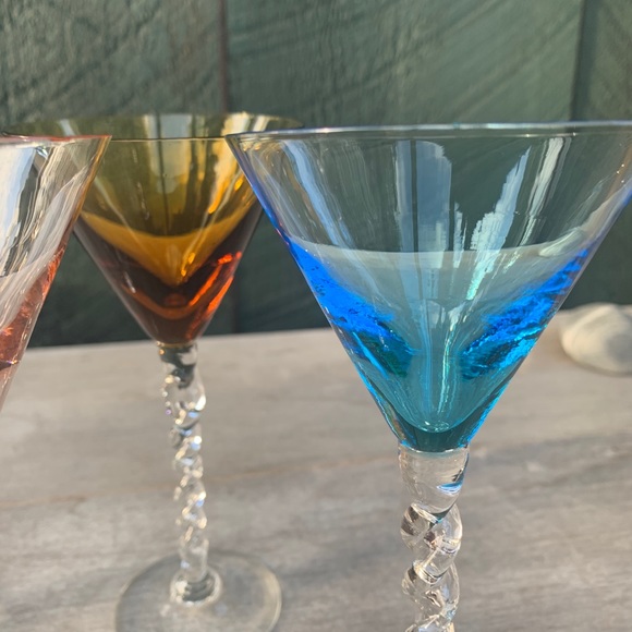 Vintage Handcrafted Colored Twisted Stem Cordials - Picture 4 of 13